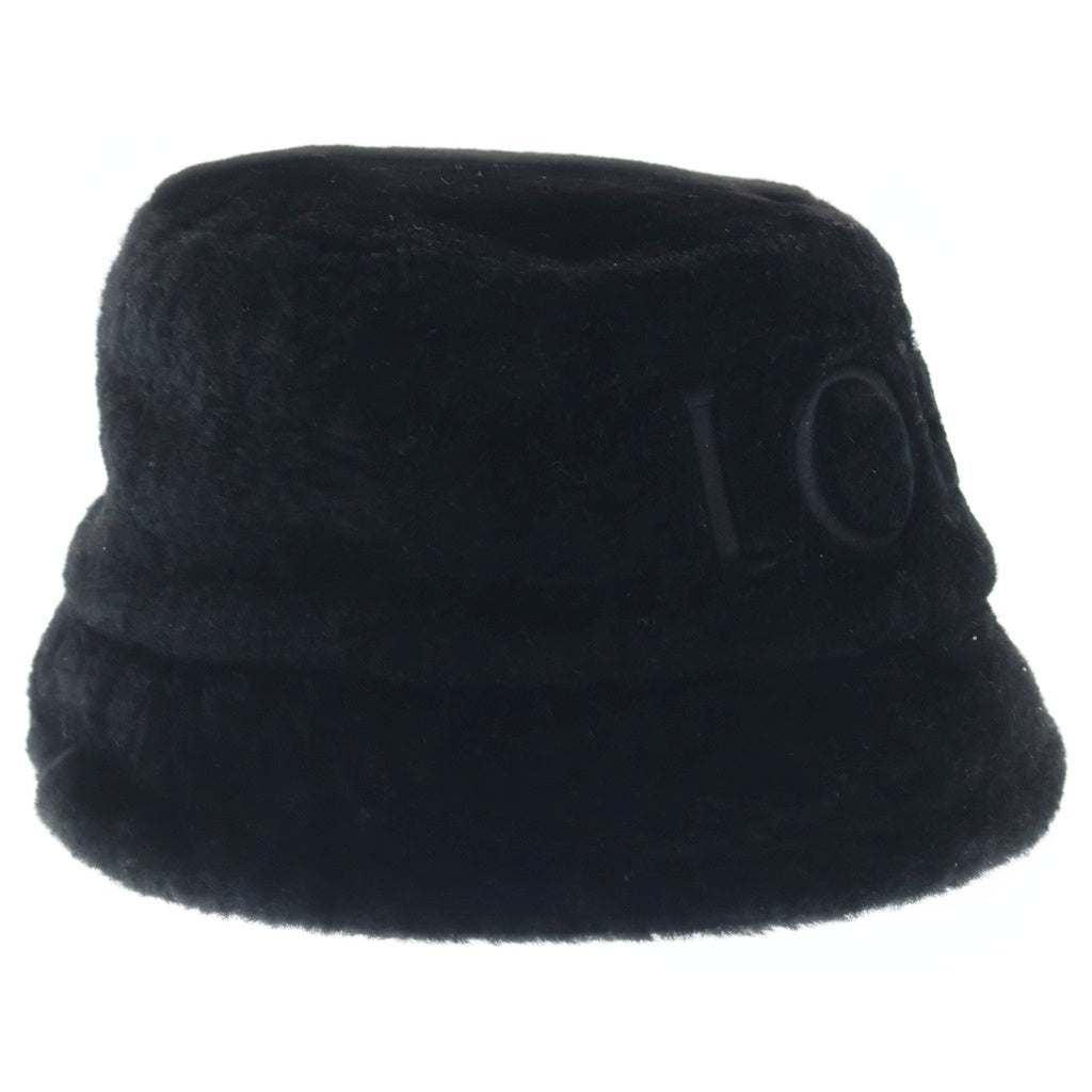 LOEWE(ロエベ) Shearling panama シャーリング パナマ バケットハット 帽子 ロゴ ブラック 0010948222