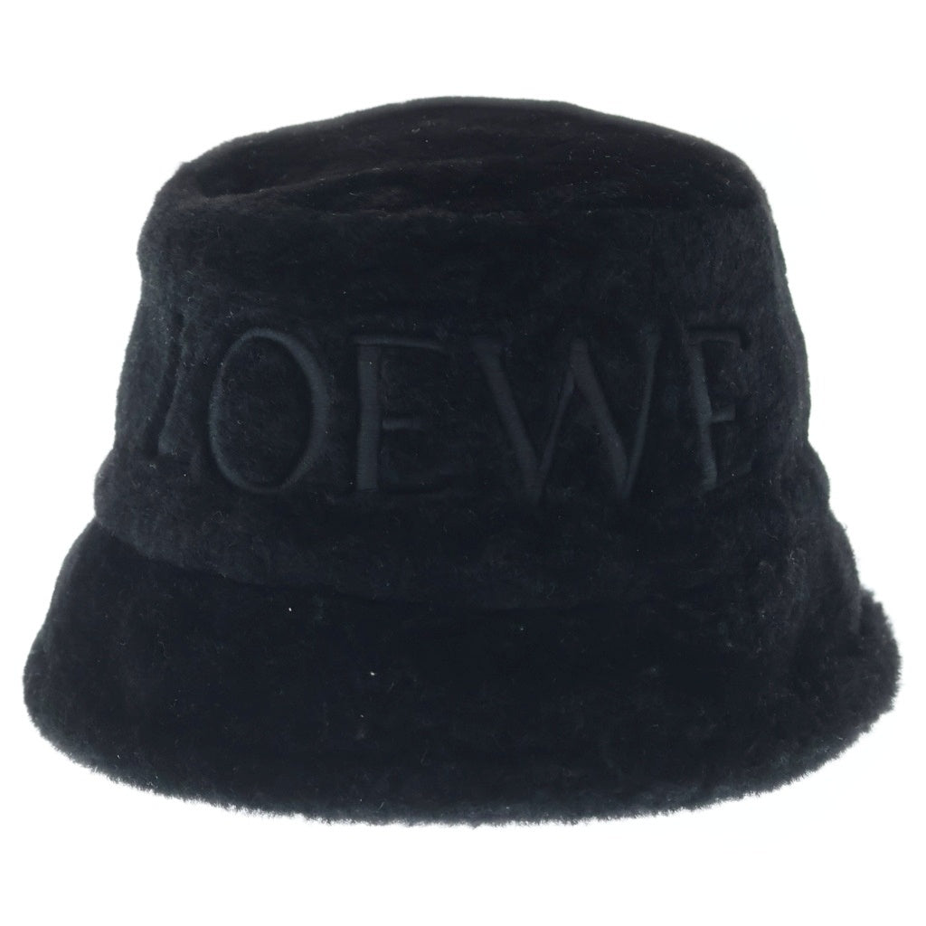 LOEWE(ロエベ) Shearling panama シャーリング パナマ バケットハット 帽子 ロゴ ブラック 0010948222