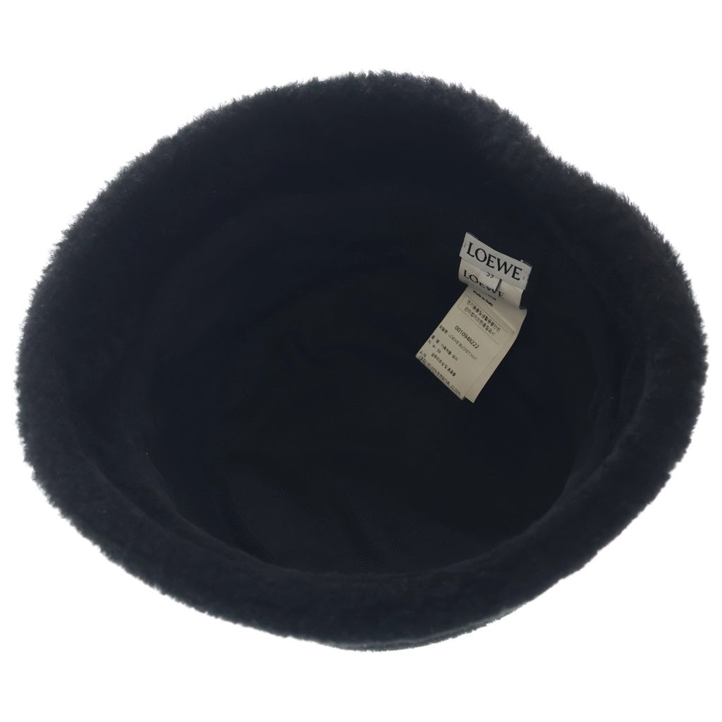 LOEWE(ロエベ) Shearling panama シャーリング パナマ バケットハット 帽子 ロゴ ブラック 0010948222