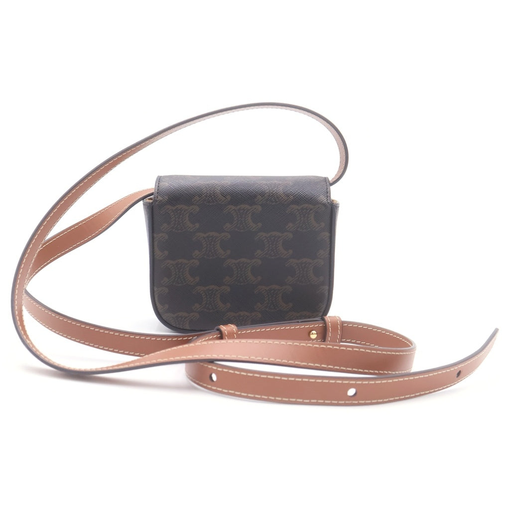 CELINE(セリーヌ) ミニクロード トリオンフ ショルダーバッグ ブラウン PVCレザー レディース