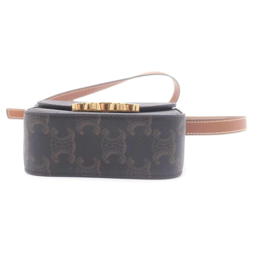 CELINE(セリーヌ) ミニクロード トリオンフ ショルダーバッグ ブラウン PVCレザー レディース