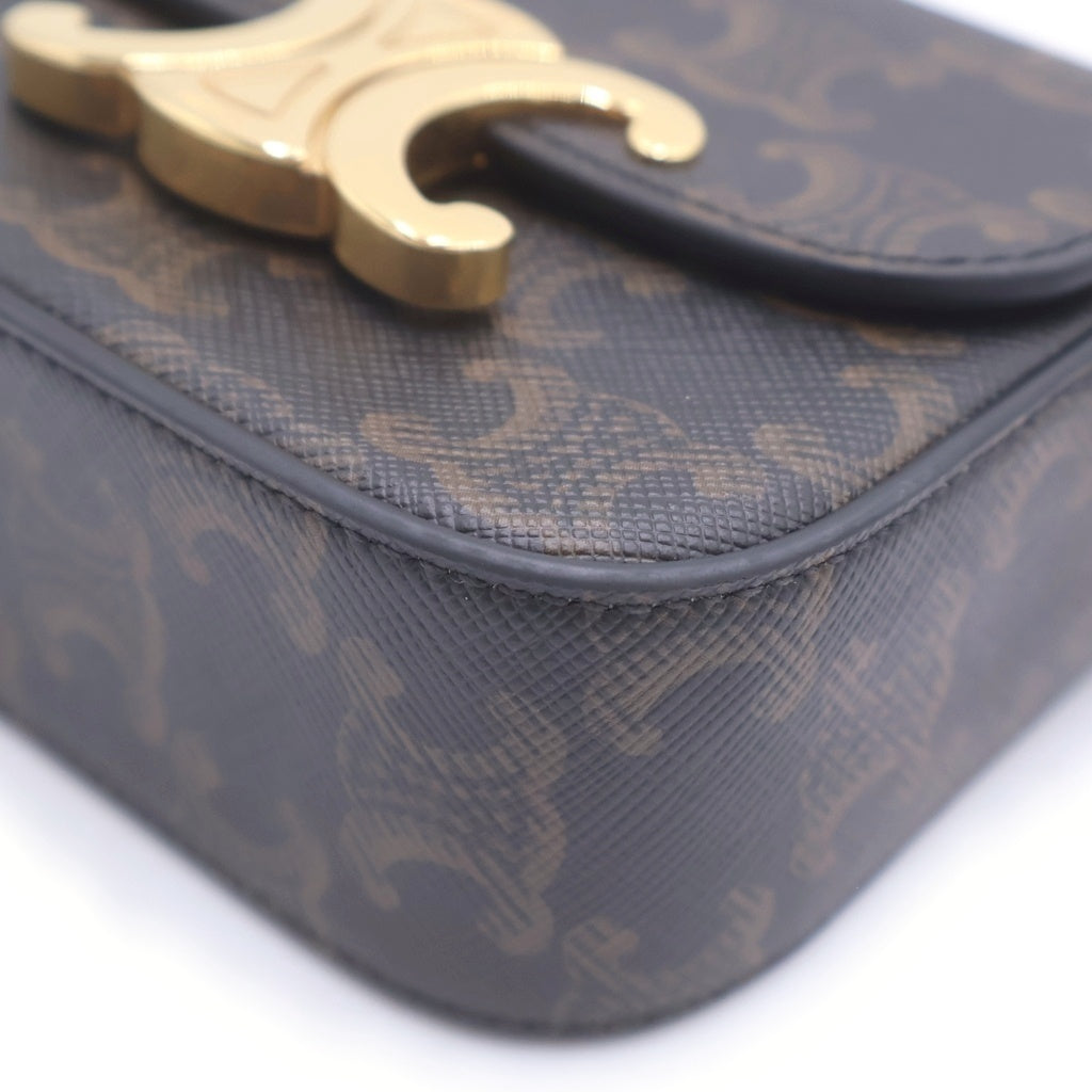 CELINE(セリーヌ) ミニクロード トリオンフ ショルダーバッグ ブラウン PVCレザー レディース