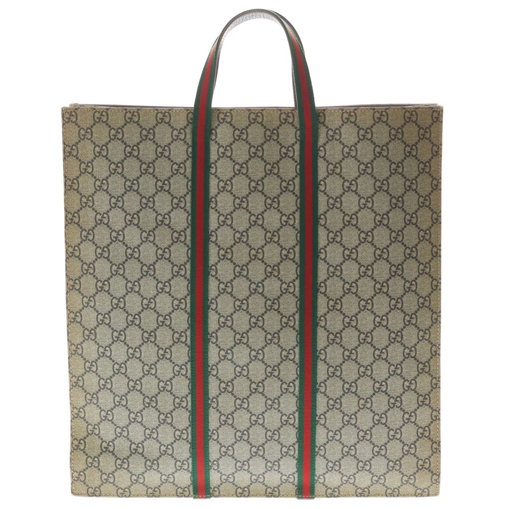 GUCCI(グッチ) GGスプリーム シェリーライン インセクトプリント PVC レザー トートバッグ 493610 ベージュ/ダークブラウン レディース