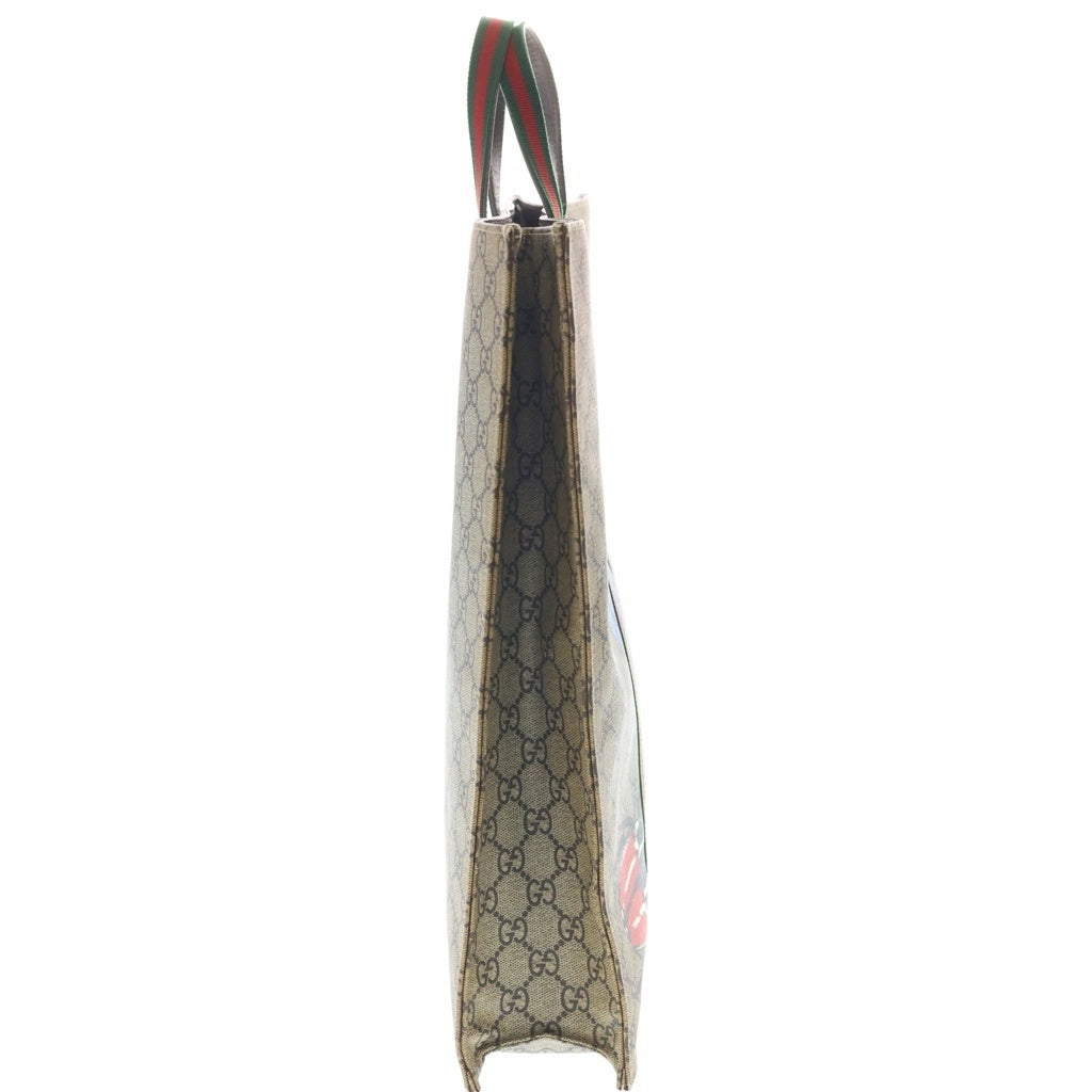 GUCCI(グッチ) GGスプリーム シェリーライン インセクトプリント PVC レザー トートバッグ 493610 ベージュ/ダークブラウン レディース