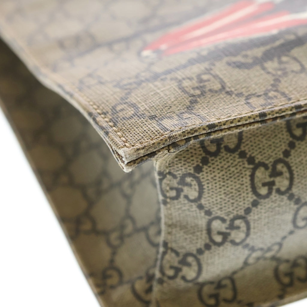GUCCI(グッチ) GGスプリーム シェリーライン インセクトプリント PVC レザー トートバッグ 493610 ベージュ/ダークブラウン レディース