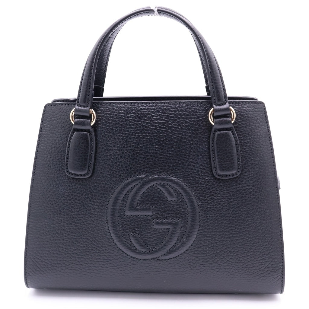GUCCI(グッチ) ソーホー 2WAYバッグ ハンドバッグ ショルダーバッグ ブラック レザー 607722 ゴールド金具 レディース
