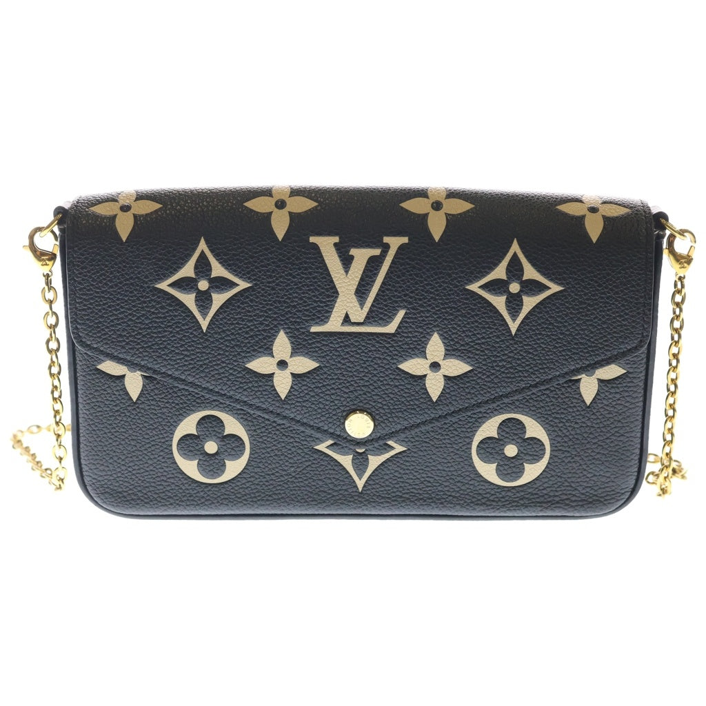 LOUIS VUITTON(ルイヴィトン) モノグラム アンプラント ポシェット・フェリシー バイカラー ショルダーバッグ チェーンバッグ ブラック×ベージュ レザー M82479 ゴールド金具 レディース