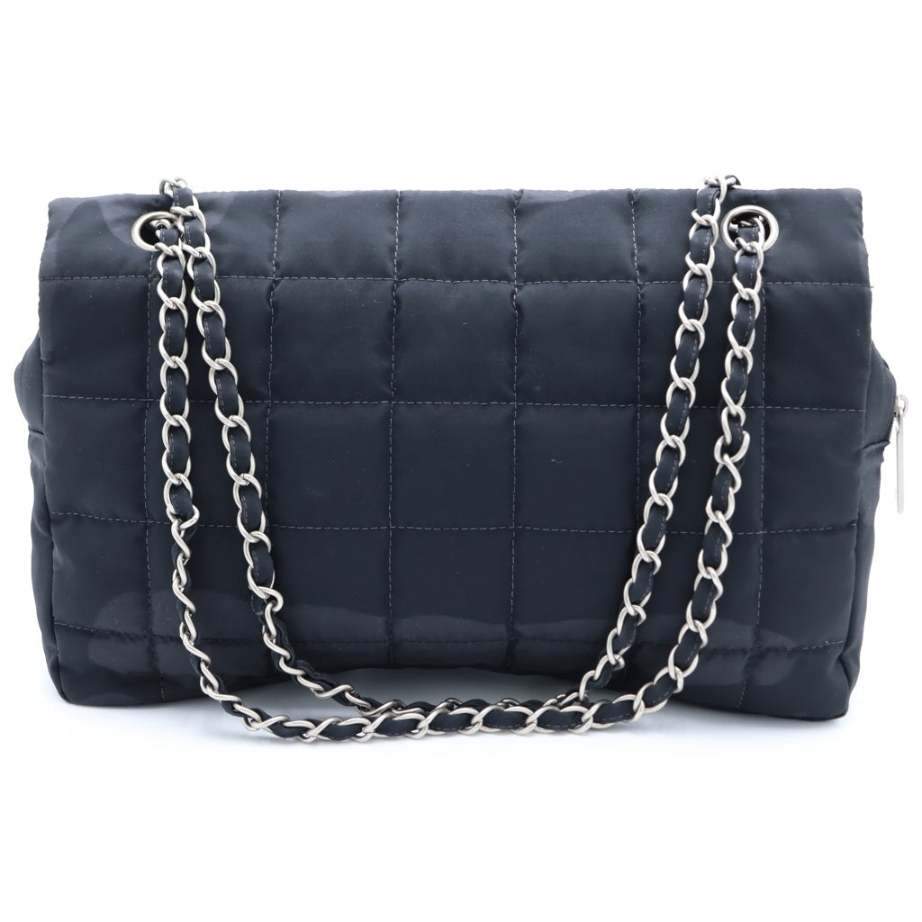 CHANEL(シャネル) チョコバー ニュートラベルライン ナイロン Wチェーン ショルダーバッグ シルバー金具 ブラック 7番台 レディース