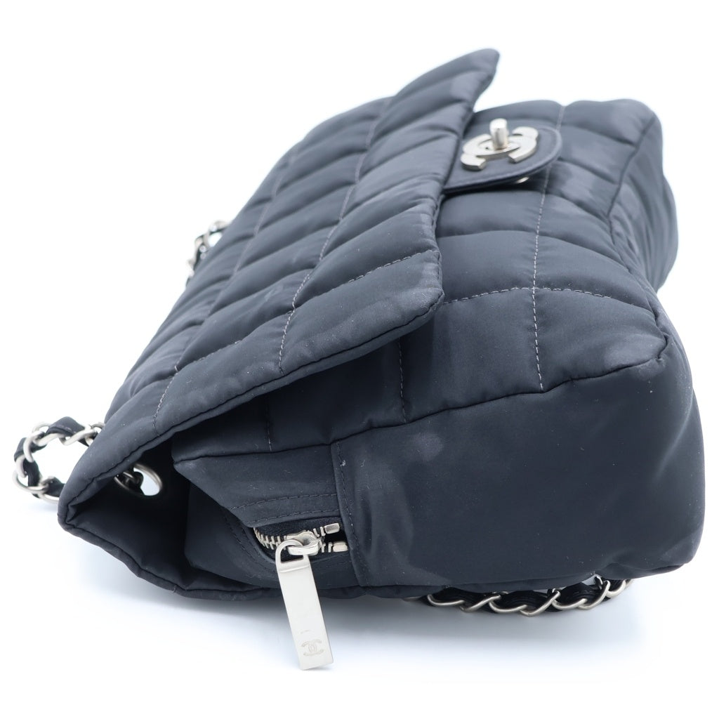 CHANEL(シャネル) チョコバー ニュートラベルライン ナイロン Wチェーン ショルダーバッグ シルバー金具 ブラック 7番台 レディース