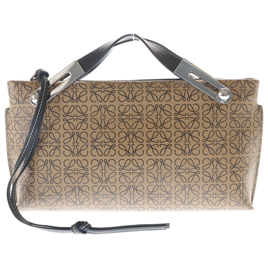 LOEWE(ロエベ) アナグラム ミッシースモール レザー 2WAY ハンド ショルダーバッグ シルバー金具 ブラック/ブラウン レディース