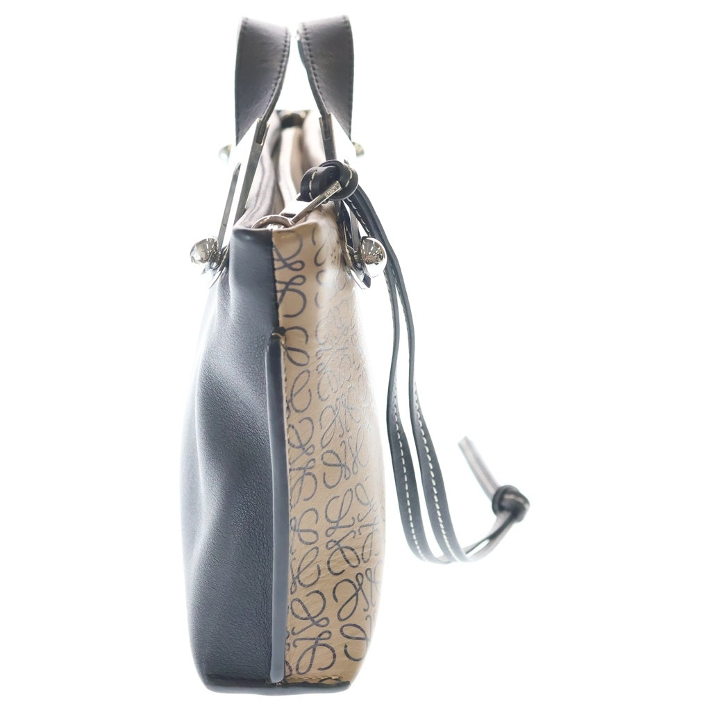 LOEWE(ロエベ) アナグラム ミッシースモール レザー 2WAY ハンド ショルダーバッグ シルバー金具 ブラック/ブラウン レディース