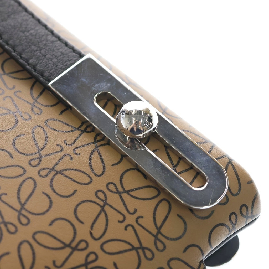LOEWE(ロエベ) アナグラム ミッシースモール レザー 2WAY ハンド ショルダーバッグ シルバー金具 ブラック/ブラウン レディース