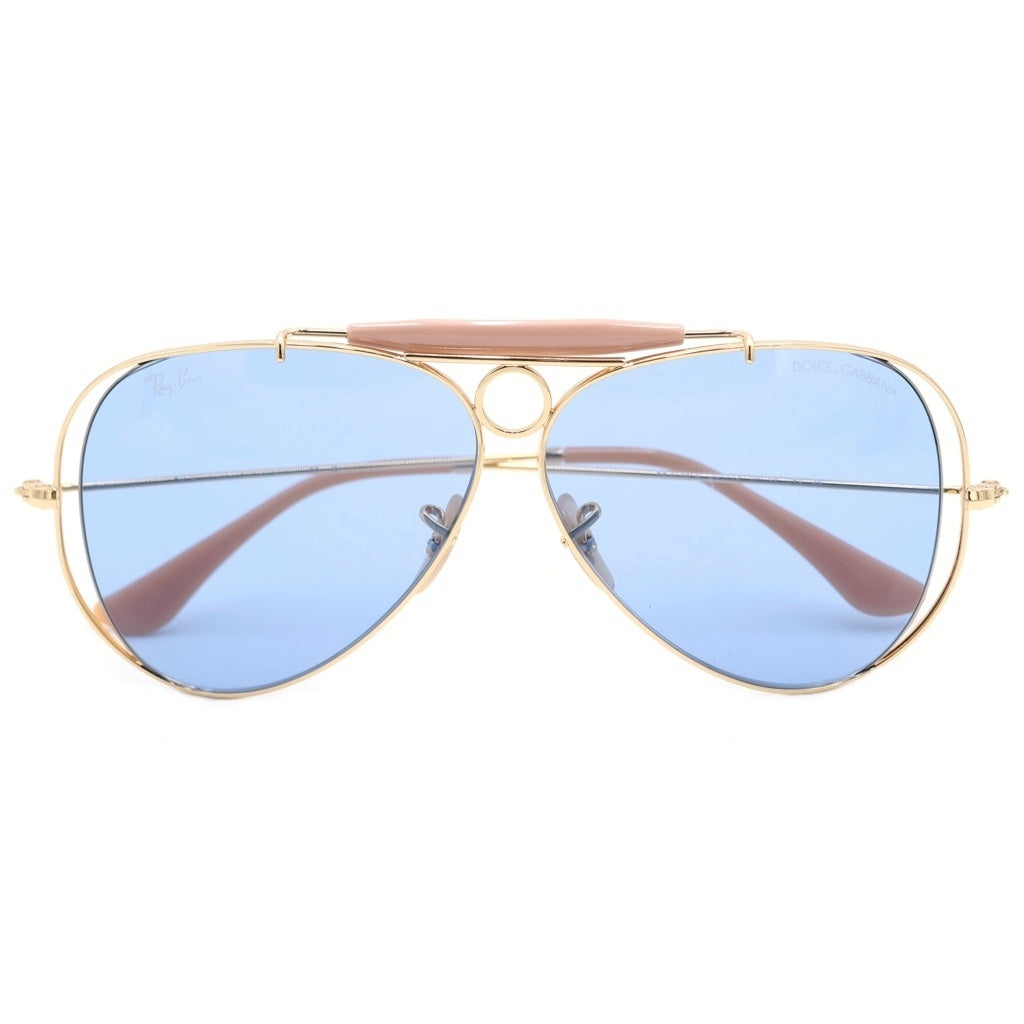 Ray Ban(レイバン) ×DOLCE&GABBANA THE SHOOTER ドルチェアンドガッバーナ サングラス アイウェア メガネ 眼鏡 カラーレンズ メタル ゴールド/ライトブルー RB3138M レディース