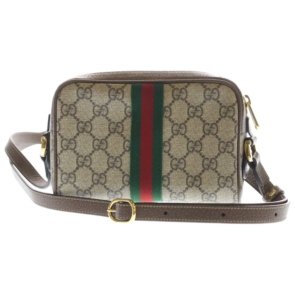 GUCCI(グッチ) GGスプリーム オフィディア ミニバッグ ショルダーバッグ ブラウン×ベージュ レザー×PVC 517350 ゴールド金具 レディース