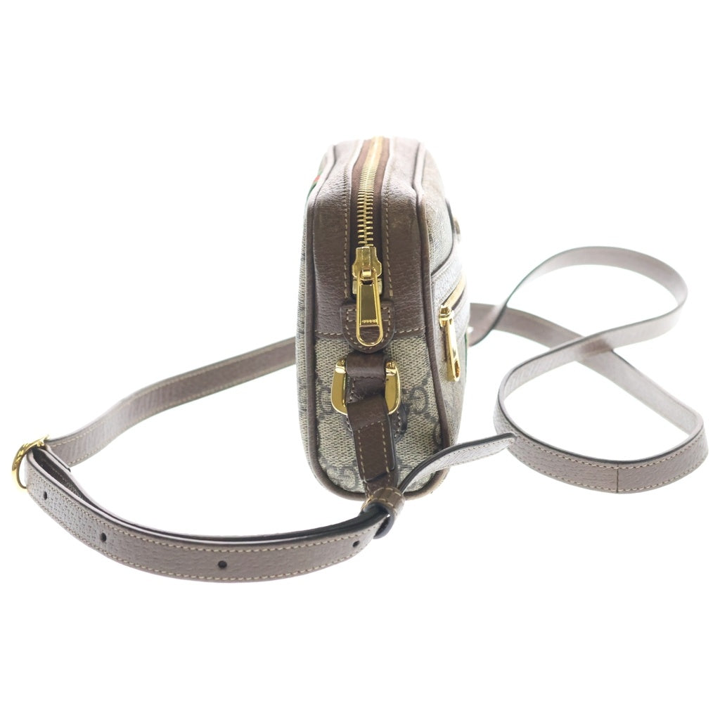GUCCI(グッチ) GGスプリーム オフィディア ミニバッグ ショルダーバッグ ブラウン×ベージュ レザー×PVC 517350 ゴールド金具 レディース