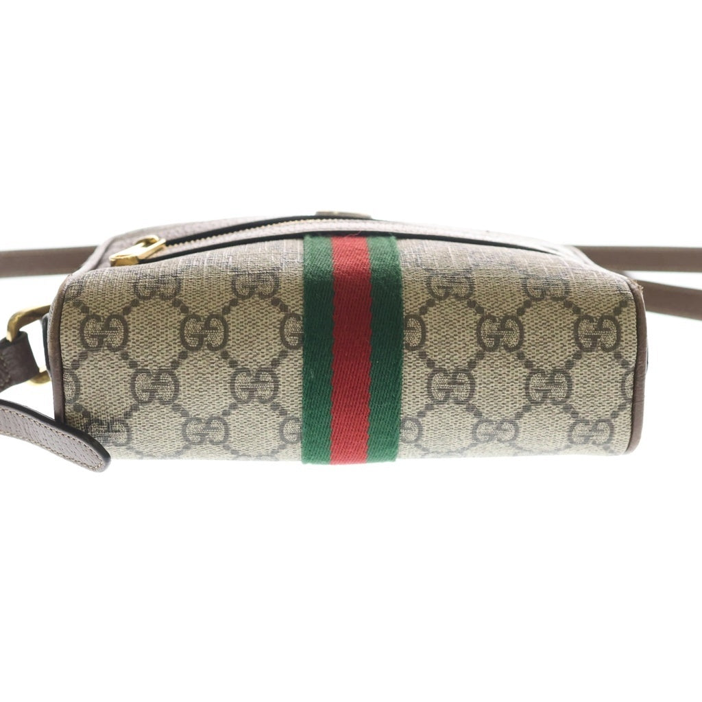 GUCCI(グッチ) GGスプリーム オフィディア ミニバッグ ショルダーバッグ ブラウン×ベージュ レザー×PVC 517350 ゴールド金具 レディース