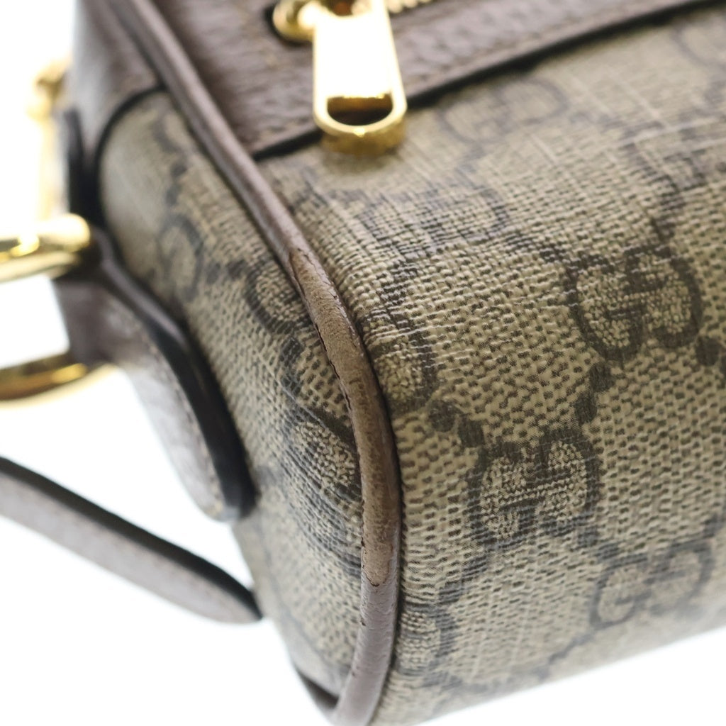 GUCCI(グッチ) GGスプリーム オフィディア ミニバッグ ショルダーバッグ ブラウン×ベージュ レザー×PVC 517350 ゴールド金具 レディース