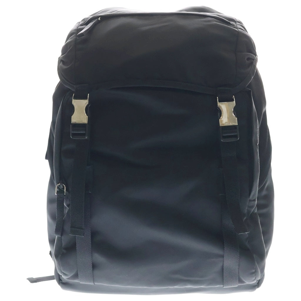 PRADA(プラダ) テスート トライアングルロゴ バックパック リュックサック ブラック ナイロン 2VZ062 シルバー金具