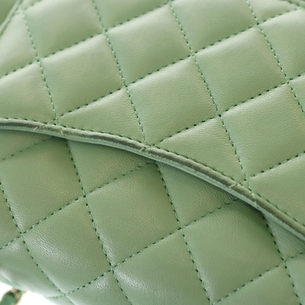 CHANEL(シャネル) トップハンドル ミニフラップバッグ チェーンショルダーバッグ ライトグリーン ラムスキン AS2431 ゴールド金具 レディース