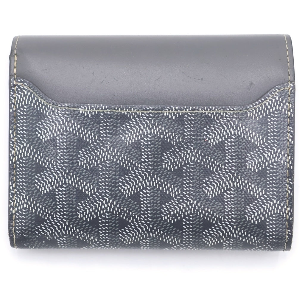GOYARD(ゴヤール) サン ガブリエル PVC コーティングキャンバス レザー コンパクトウォレット 三つ折り財布 グレー レディース
