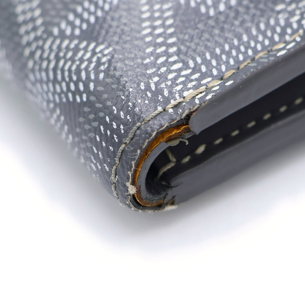 GOYARD(ゴヤール) サン ガブリエル PVC コーティングキャンバス レザー コンパクトウォレット 三つ折り財布 グレー レディース