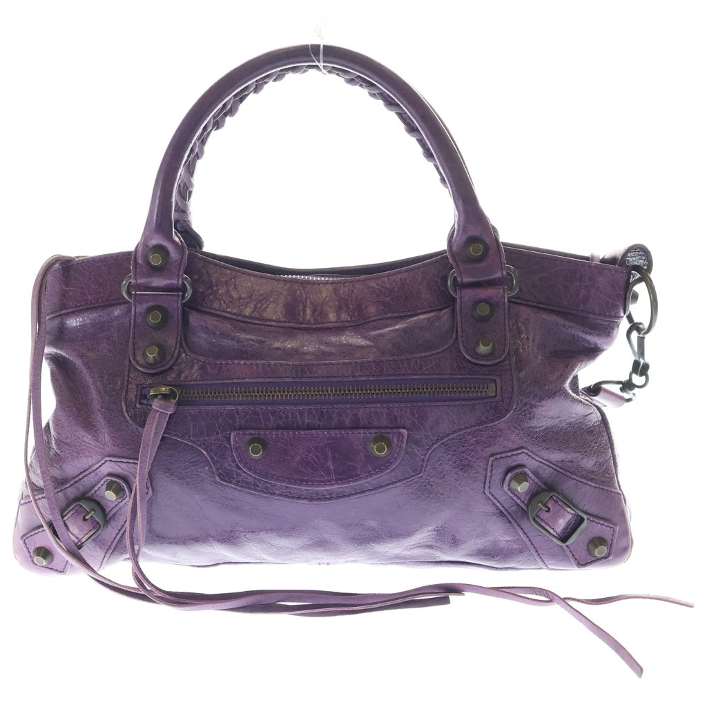 BALENCIAGA(バレンシアガ) ザ ファースト レザー 2WAY ハンドバッグ ショルダーバッグ パープル 103208 レディース