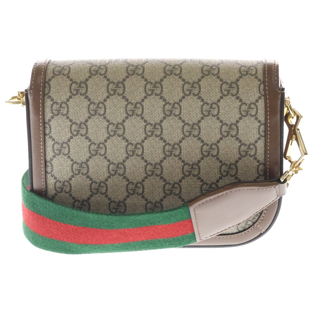 GUCCI(グッチ) ホースビット ショルダーバッグ ミニバッグ ベージュ×ブラウン PVC×レザー 658574 ゴールド金具 レディース
