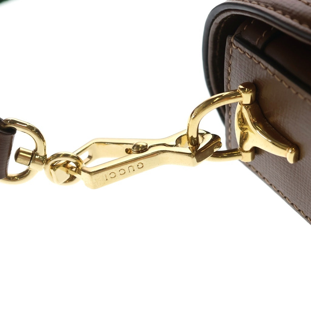 GUCCI(グッチ) ホースビット ショルダーバッグ ミニバッグ ベージュ×ブラウン PVC×レザー 658574 ゴールド金具 レディース