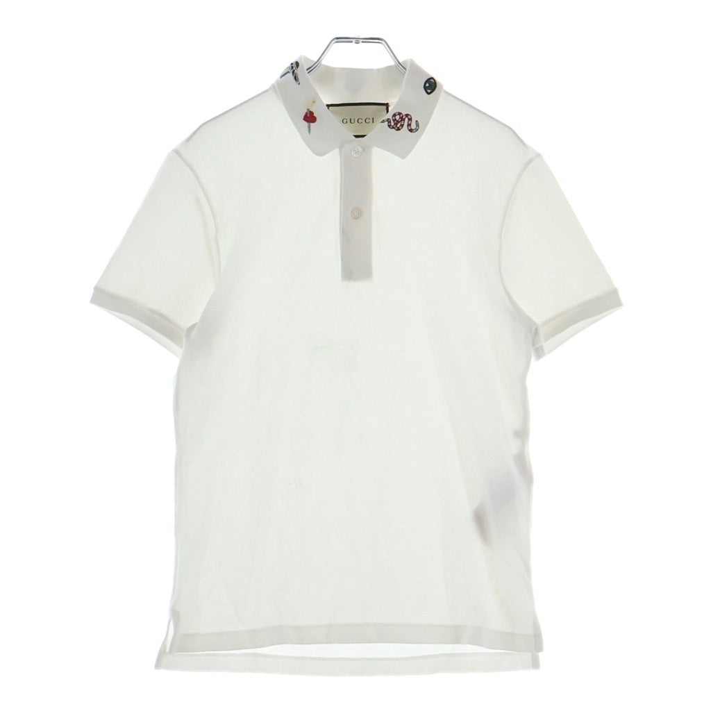 GUCCI(グッチ) 刺繍ポロシャツ ホワイト コットン #XS 523059 レディース
