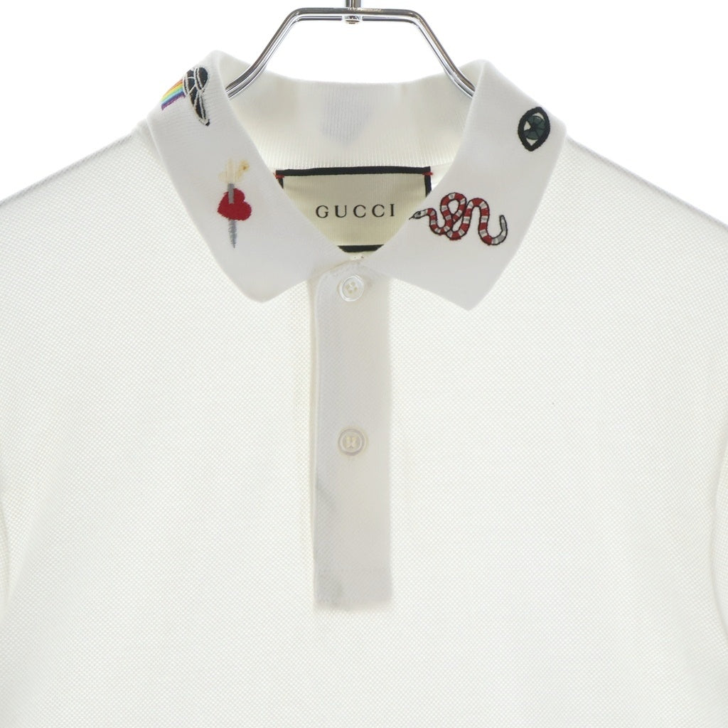 GUCCI(グッチ) 刺繍ポロシャツ ホワイト コットン #XS 523059 レディース