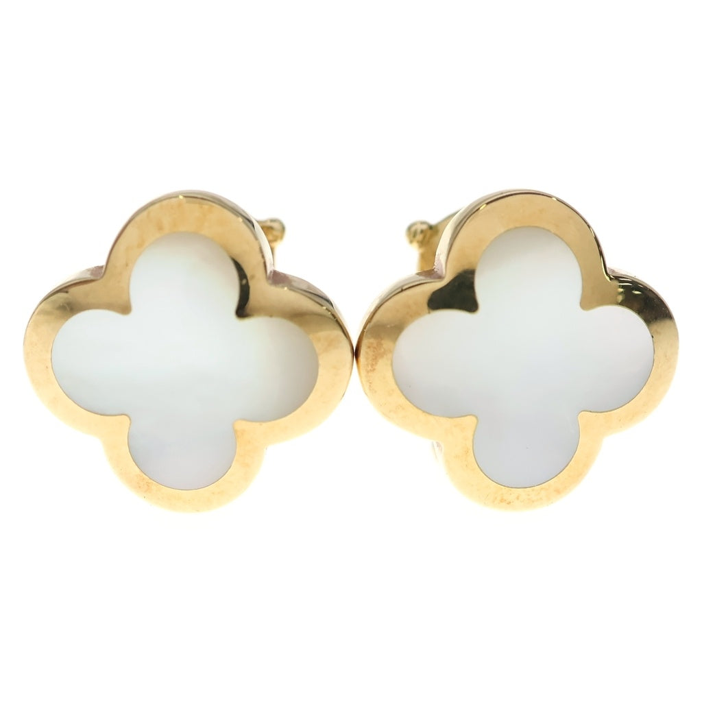 Van Cleef & Arpels(ヴァンクリーフアンドアーペル) アルハンブラ ホワイトシェル イヤリング ピアス ホワイト×イエローゴールド 750YG レディース