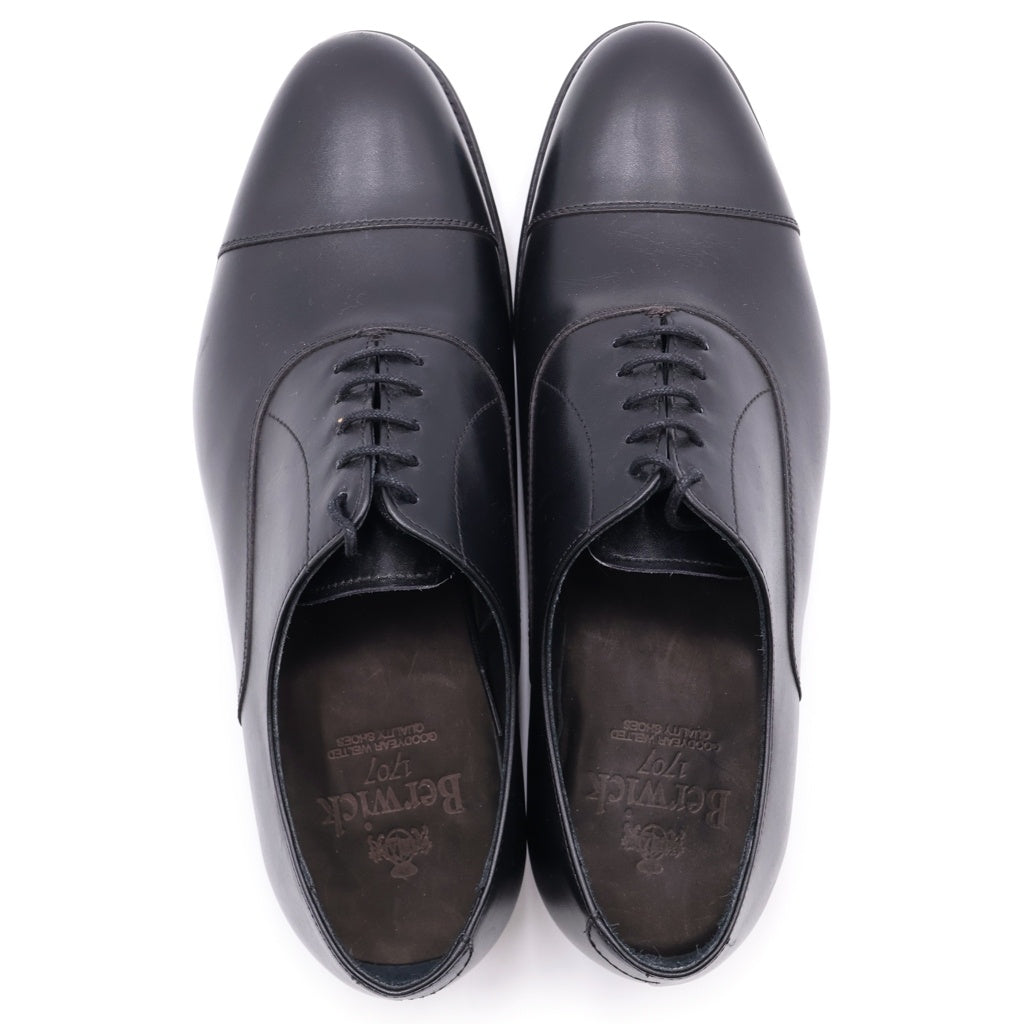 Berwick1707(バーウィック1707) プレーントゥ レザードレスシューズ ブラック #UK7