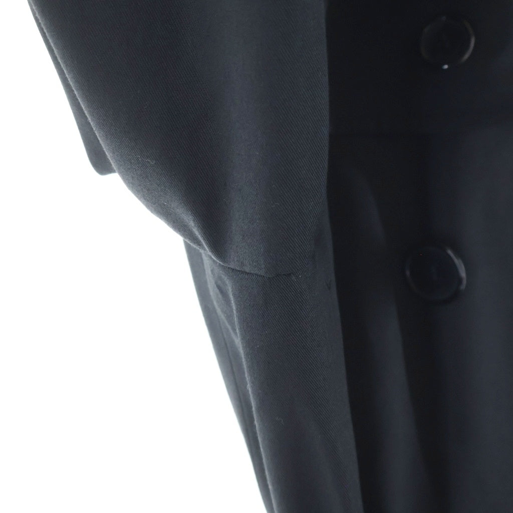 SAINT LAURENT PARIS(サンローランパリ) ベルト付き ポリエステル コットン レザー トレンチコート ロングコート #F36 ブラック レディース