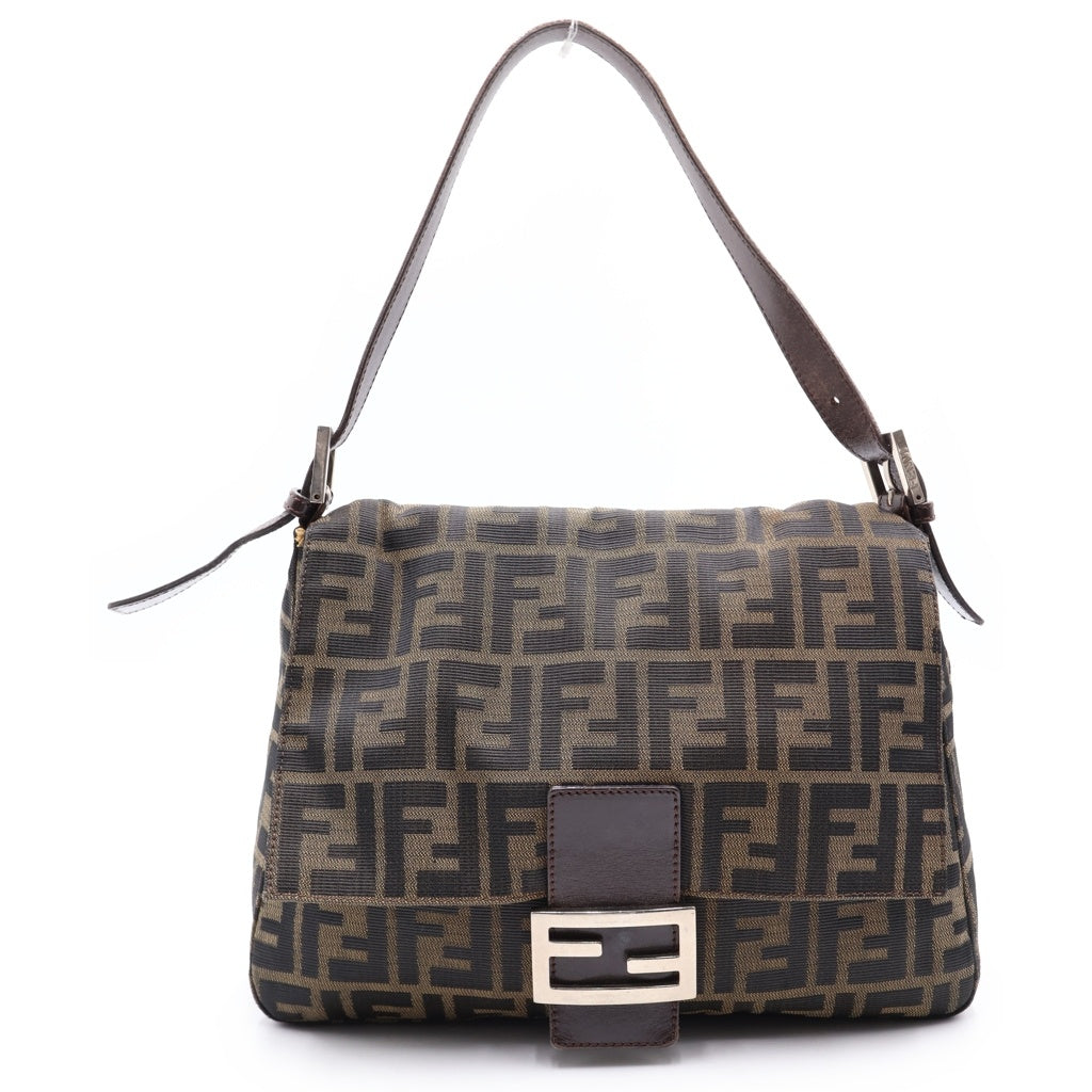 FENDI(フェンディ) ズッカ マンマバケット キャンバス レザー ワンショルダーバッグ ブラウン レディース