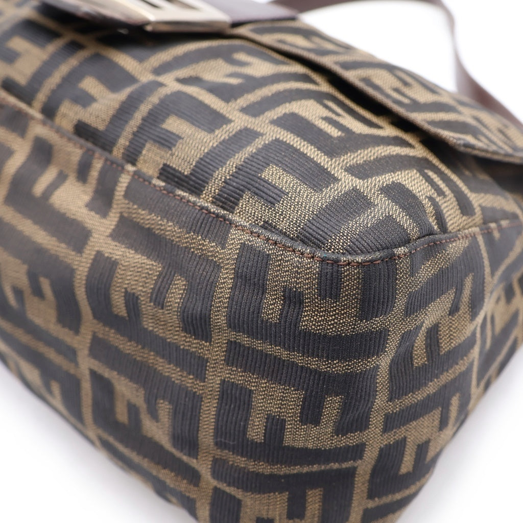 FENDI(フェンディ) ズッカ マンマバケット キャンバス レザー ワンショルダーバッグ ブラウン レディース