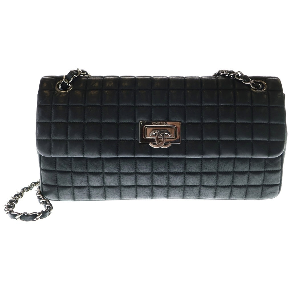CHANEL(シャネル) チョコバー チェーンショルダーバッグ SフラップWチェーン ブラック ラムスキン シルバー金具 レディース