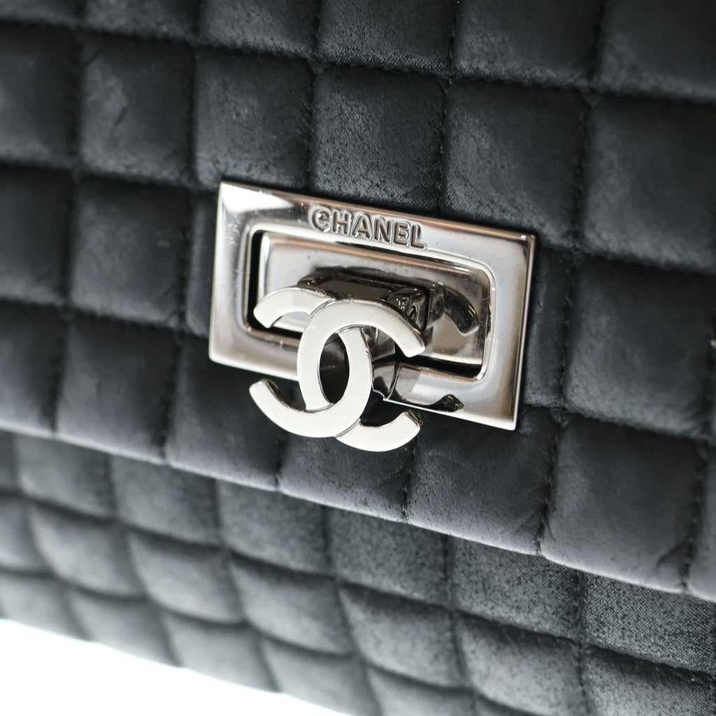CHANEL(シャネル) チョコバー チェーンショルダーバッグ SフラップWチェーン ブラック ラムスキン シルバー金具 レディース