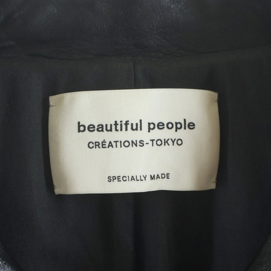 beautiful people(ビューティフルピープル) ラムレザー ダブルライダースジャケット 1825402411 レディース