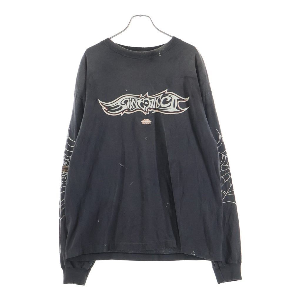 SAINT MICHAEL(セントマイケル) 25SS INSANITY ML_LS TEE ロゴプリント ロングスリーブ 長袖Tシャツ カットソー ブラック SM-HR8-0000-C41