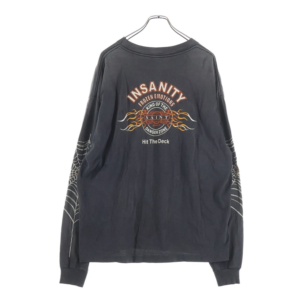 SAINT MICHAEL(セントマイケル) 25SS INSANITY ML_LS TEE ロゴプリント ロングスリーブ 長袖Tシャツ カットソー ブラック SM-HR8-0000-C41