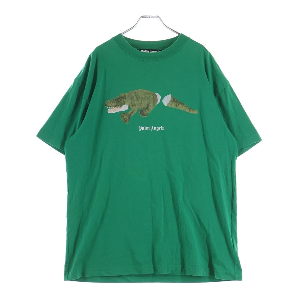 Palm Angels(パームエンジェルス) 半袖Tシャツ カットソー 両面プリント クロコダイル ワニ ロゴ コットン グリーン PMAA001R21JER002