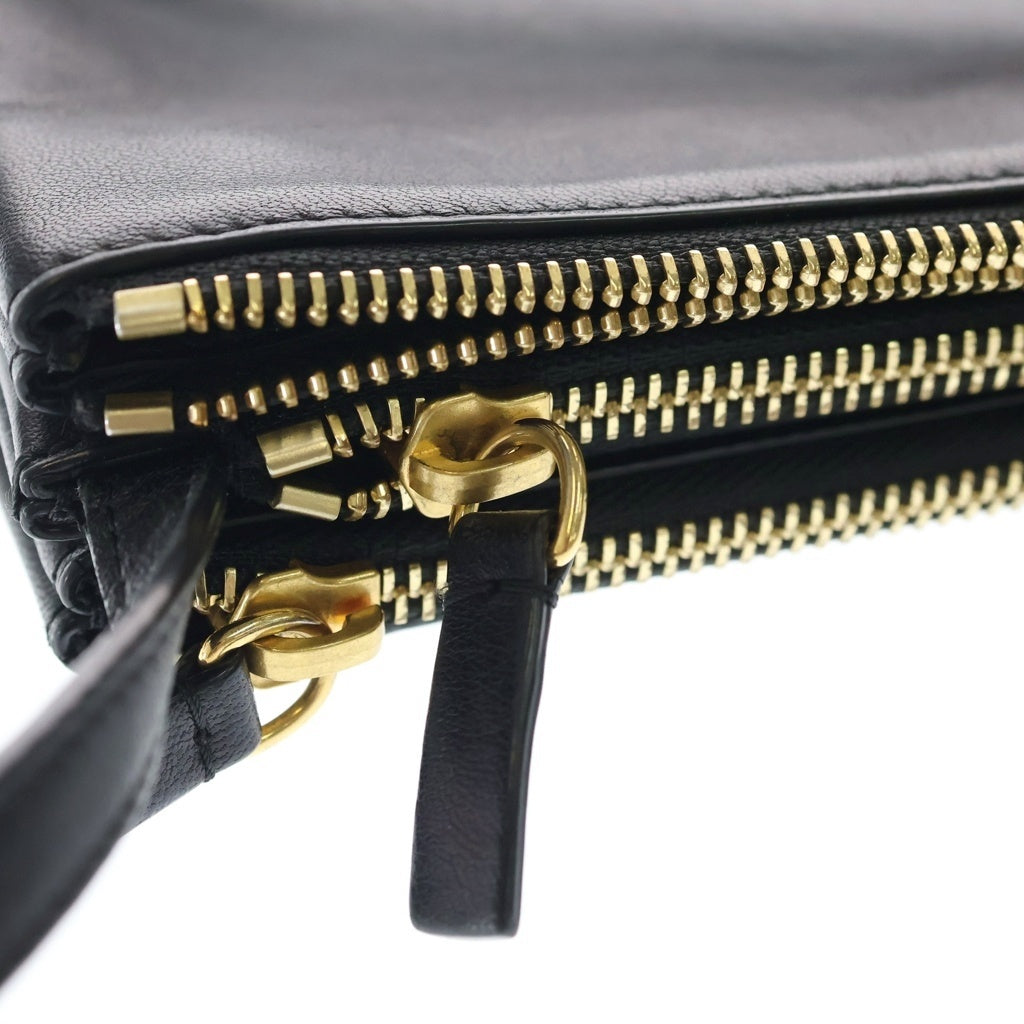 CELINE(セリーヌ) トリオバッグ ショルダーバッグ ミニバッグ ブラック レザー ゴールド金具 レディース
