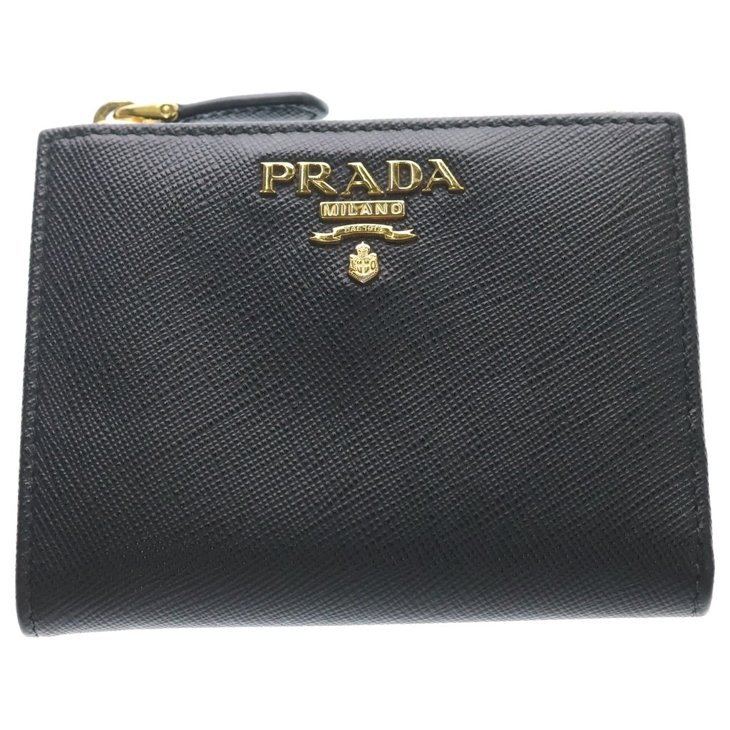 PRADA(プラダ) 二つ折り財布 サフィアーノ レザー ブラック 1MV204 レディース