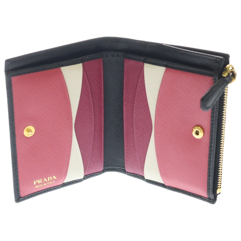 PRADA(プラダ) 二つ折り財布 サフィアーノ レザー ブラック 1MV204 レディース