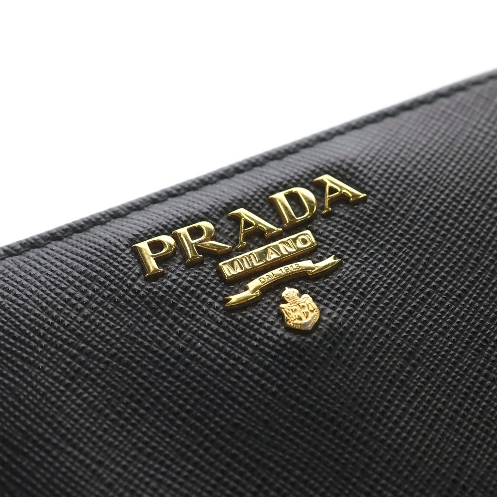 PRADA(プラダ) 二つ折り財布 サフィアーノ レザー ブラック 1MV204 レディース