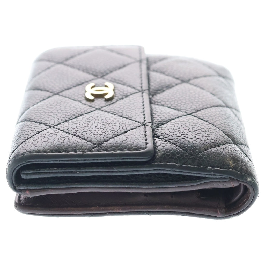 CHANEL(シャネル) マトラッセ ココマーク 2つ折り財布 キャビアスキン レザー ブラック A48980 レディース