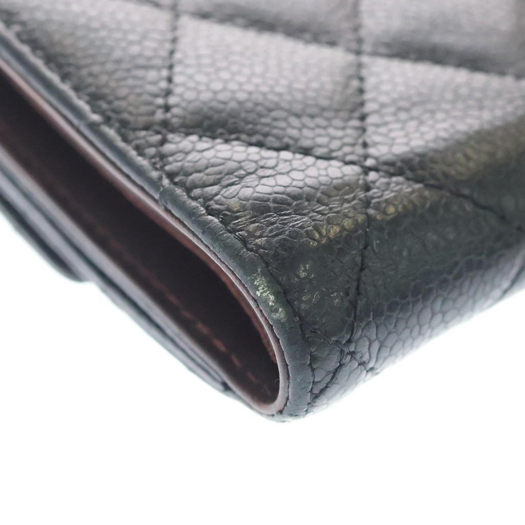CHANEL(シャネル) マトラッセ ココマーク 2つ折り財布 キャビアスキン レザー ブラック A48980 レディース