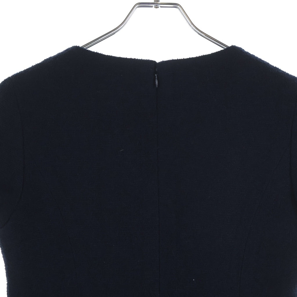 Christian Dior(クリスチャンディオール) ココマーク ウール ナイロン 半袖ワンピース ドレス フランス製 ネイビー P06714V04632 レディース