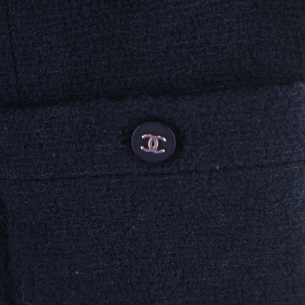 Christian Dior(クリスチャンディオール) ココマーク ウール ナイロン 半袖ワンピース ドレス フランス製 ネイビー P06714V04632 レディース