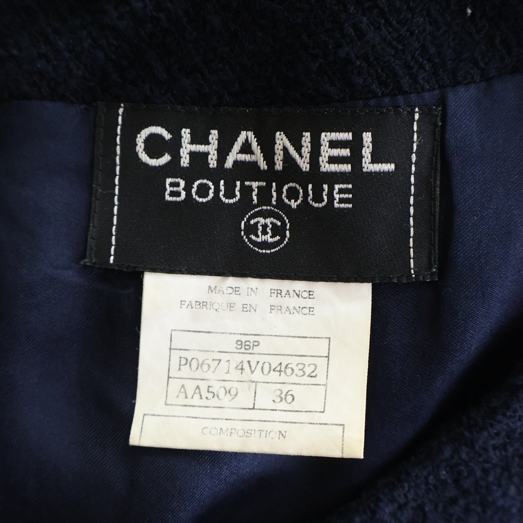 Christian Dior(クリスチャンディオール) ココマーク ウール ナイロン 半袖ワンピース ドレス フランス製 ネイビー P06714V04632 レディース